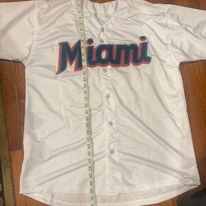 Facsimile Autographed Sandy Alcantara Miami White Reprint Jersey Size Men's